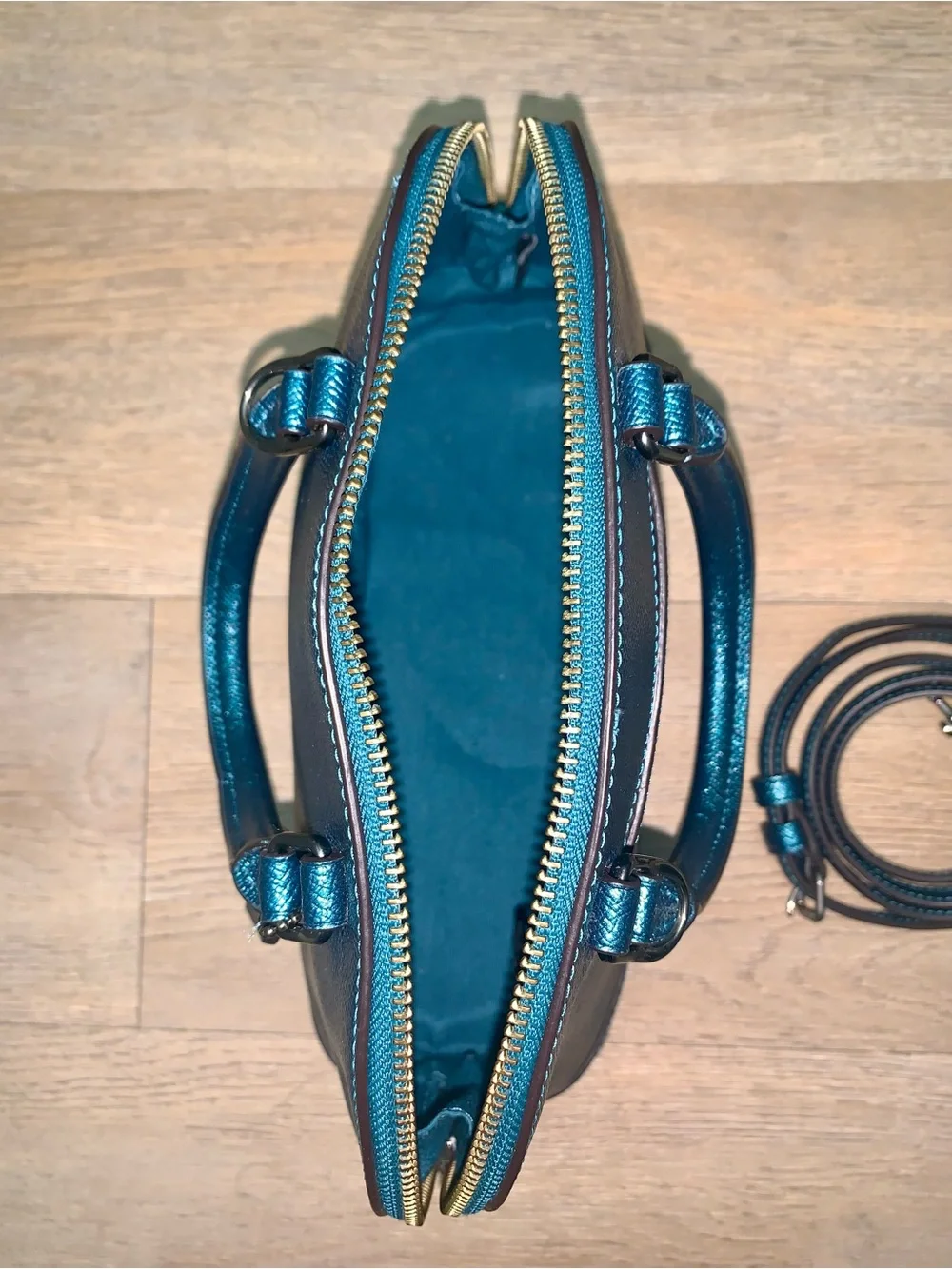 Coach Metallic Dark Green Mini Sierra Dome Satchel
